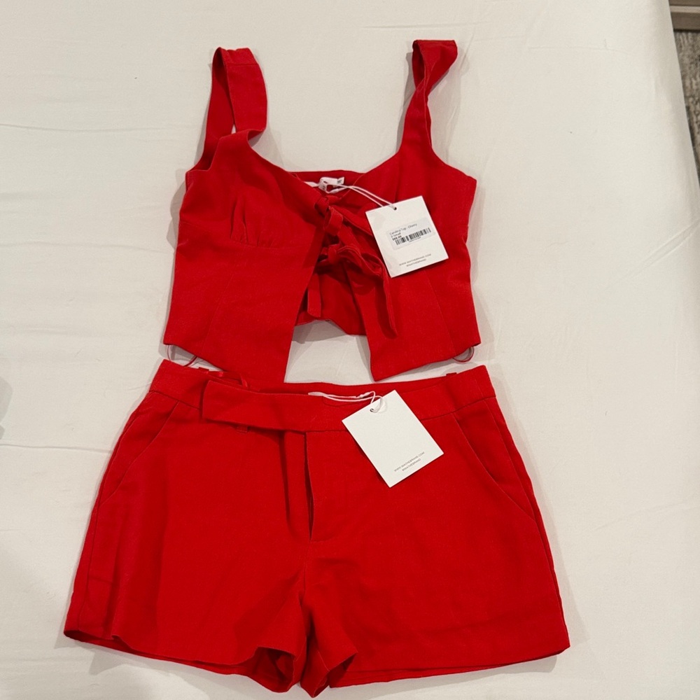 Stylish Red Women's Two-Piece Set
